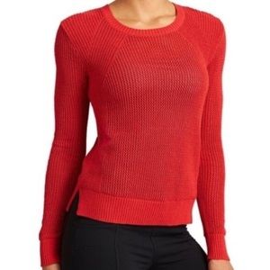 Athleta Red Mesh Long Sleeve Pullover Sweater